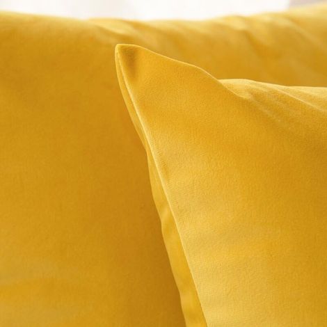 2 Fodere decorative in velluto per cuscini da divano, super lisce, morbide, confortevoli, ideali per arredare il soggiorno o la camera da letto, 40x40 cm, gialle. (1/4)