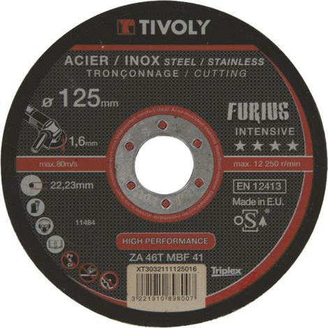Disque à tronçonner FURIUS -pour le métal (Boite) / Ø: 125 / Ep: 1.6 TIVOLY - XT3032111125016