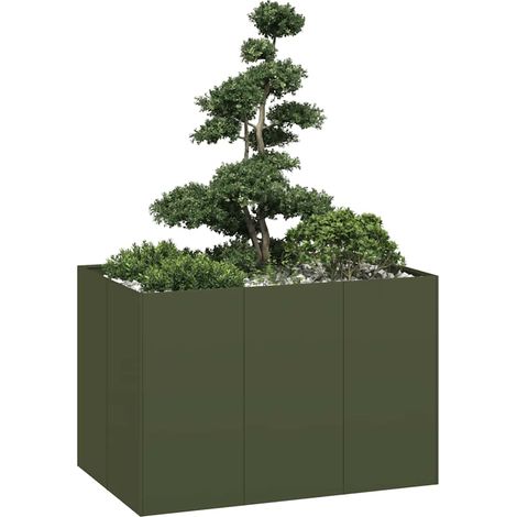 vidaXL Fioriera Verde Oliva 120x80x80 cm in Acciaio