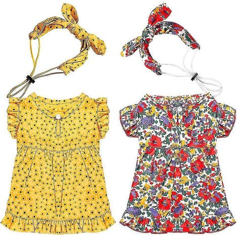 Vestido de dos piezas con estampado floral de gato y perro, moda primavera-verano. (1/5)