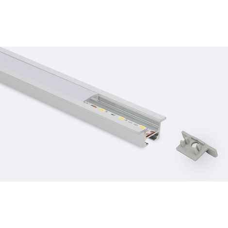 Aluminiumprofil Einbau mit Clips für LED Streifen bis 12 mm Aluminium 2 m Weiß transluzent (1/5)