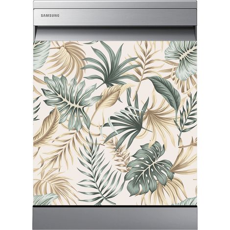 Stickers Lave vaisselle - Feuilles tropicales - 60x60 cm - Adhésif BRILLANT (1/2)