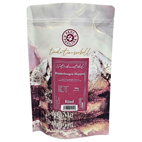 Pulmones de res, lonchas 150g premio de entrenamiento de fácil digestión para perros adultos y cachorros fuente de colágeno y vitaminas B Paul & Paulina (1/4)