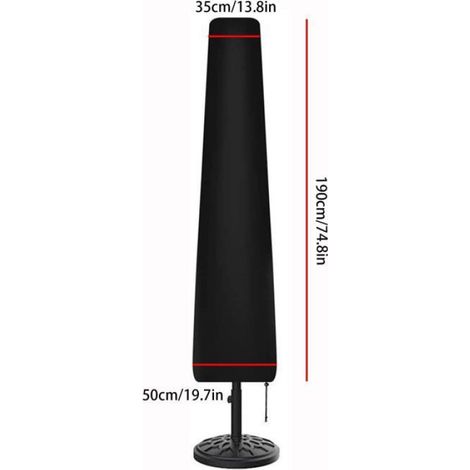 Housse Parasol - Imperméable Coupe-Vent 190 x 50 x 35 cm - Pour Jardin Cour Plage - Noir - 1 Pièce (1/5)