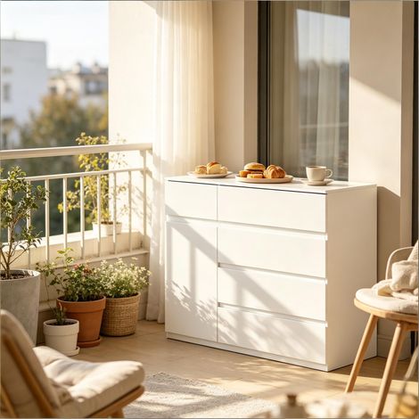Meuble de cuisine moderne, armoire de rangement pour chambre, buffet d'entrée avec tiroirs (meuble seul) (1/5)