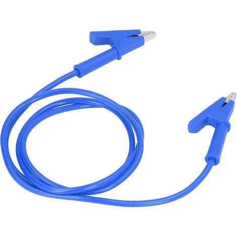 Pince crocodile double 10mm pour test de batterie auto, câble de mesure bleu