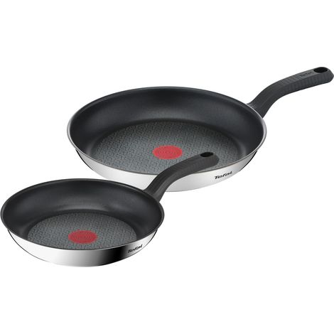 Tefal Comfort Max-Set di 2 padelle in Acciaio Inox, 24 cm e 28 cm Pentole, Inossidabile, Nero (1/4)