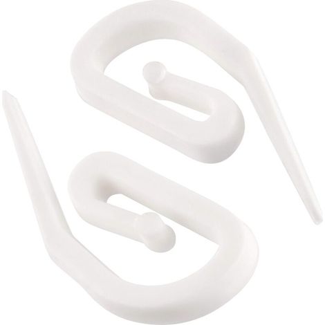 White Plastic Curtain Hooks - 100 Pack (28 x 12mm) for Curtains/Window/Drapes (1/5)