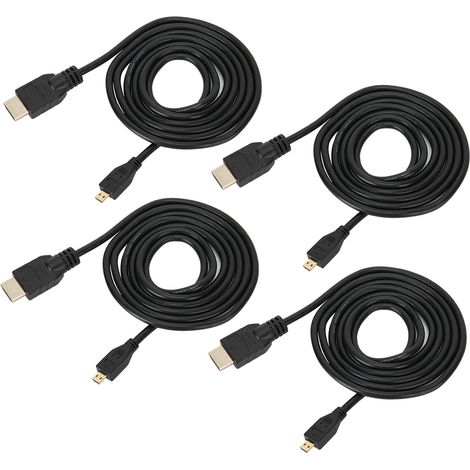 Packung mit 4 Micro-HDMI-zu-HDMI-Kabeln, 1,5 Meter lang, kompatibel mit Raspberry Pi 4B. (1/5)
