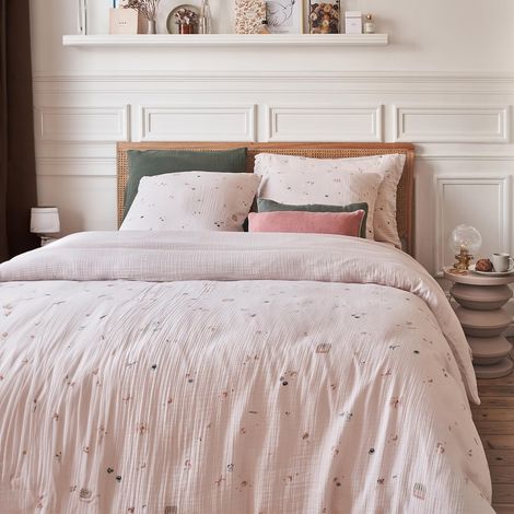 Housse de Couette imprimée en Gaze de Coton, 140 x 200 cm, Beige (1/5)