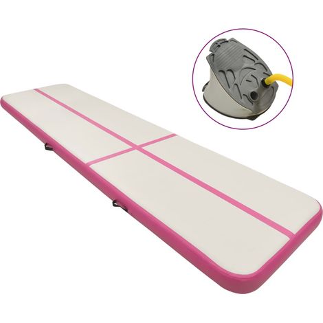 Esterilla inflable de gimnasia con bomba PVC rosa 600x100x15 cm vidaXL