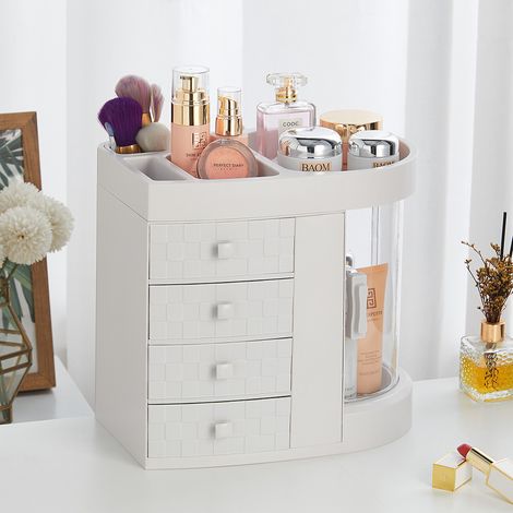 White Acrylic Makeup Cosmetic Organizer with 4 Drawers (1/5)