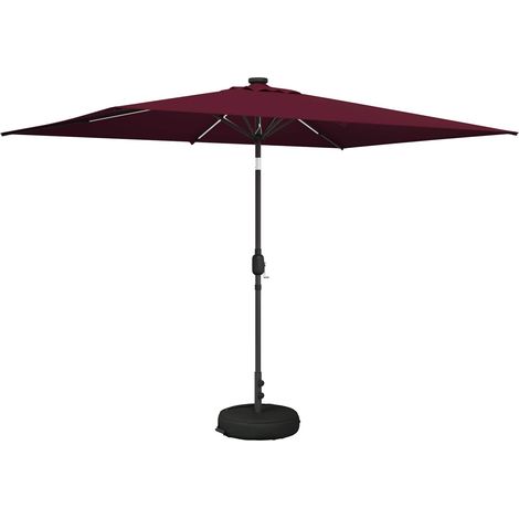 Garden Parasol with LED Lights and Base 200 x 300 cm Polyester vidaXL (1/5)