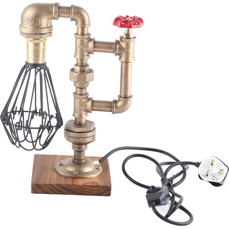 Lampe de table style industriel rétro en forme de tuyau d'eau, décoration artistique pour café, bar, chambre, bureau, prise UK 220V. (1/5)
