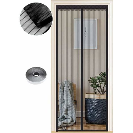 BRAVIX Moustiquaire Magnétique pour Portes, Différentes Tailles, 90 x 210cm , Puissants Aimants, Fermeture Automatique, de Porte Rideau Couloirs Patio Sans Perçage, Bandes Noires (1/5)