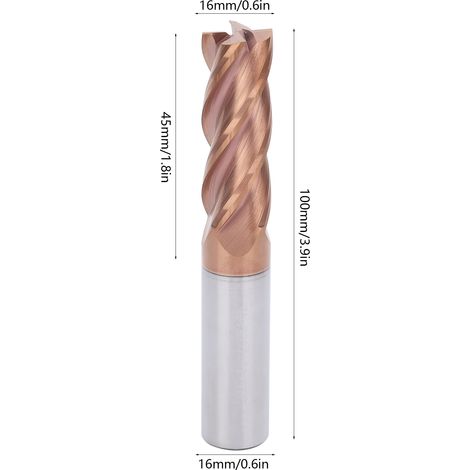 Fraise en carbure de tungstène, fraise à 3 dents pour aluminium, fraise en alliage de carbure de tungstène, outil de coupe CNC, fraise CNC, 1610016D (1/5)