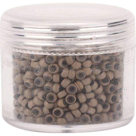 1000 perles micro-links silicone 3mm x 2mm, outil d'extension capillaire, marron clair (1/5)