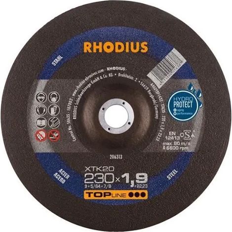 Disco de corte Rhodius xtk20 230 mm velocidad alta baja chispa
