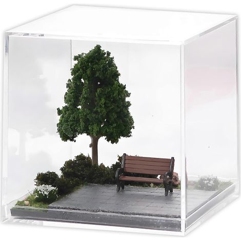 Socle pour maquette de petit parc avec bancs et arbre vert paysage miniature pour présentations créatives (1/5)