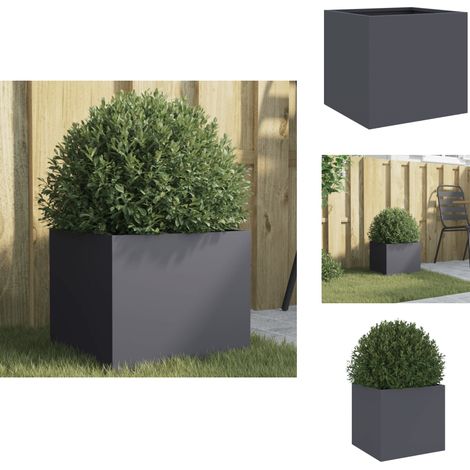 Jardinière anthracite 32x30x29 cm acier - Jardinier - Pot De Fleurs - Balcon - Patio - Acier (1/5)