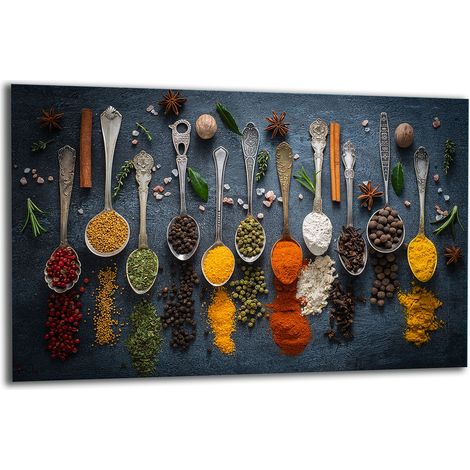 PLAQUE DE PROTECTION EN VERRE POUR CUISINIÈRE 80x52 ÉPICES (1/5)