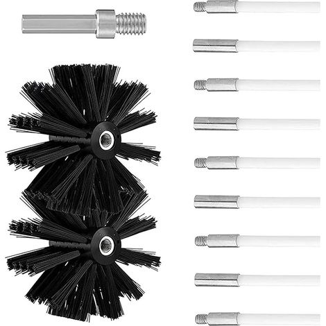 Kit Brosse Nettoyage Cheminée, Diameter 200mm, Cheminee Outil Nettoyage de CheminéE Brosses Kit Comprenant 9 Tiges Flexibles de 410 mm et 2 TêTes de Brosse 200 mm de Diamètre pour PoêLe à Bois (1/5)
