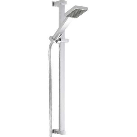 Nuie Square Slider Rail Shower Kit 700mm High - Chrome (1/4)