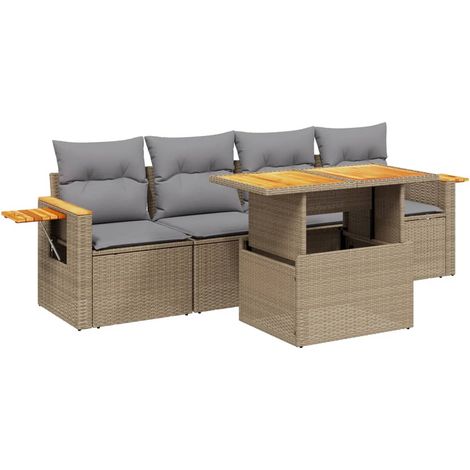 Maison Exclusive - 5-tlg. Garten-Sofagarnitur mit Kissen Beige Po