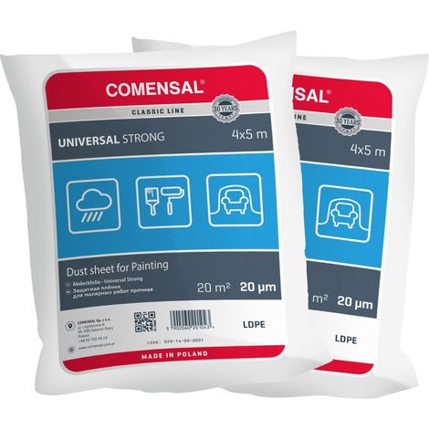 COMENSAL® Set da 2 Teli per Imbiancare 20 μm - Telo Protettivo per Pittura - Pellicola di mascheratura - Teli Plastica per Coprire Telo - Made in EU - 4x5m (1/3)