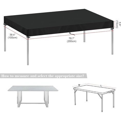 Housse Table de Jardin 200x100x15cm 420D Tissu Oxford Housse Plateau Table de Jardin Housse de Protection pour Table Exterieur Impermeable Bâche de Protection pour Table de Jardin Anti UV