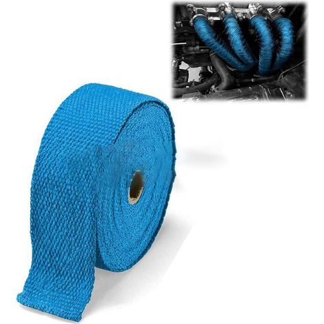 Nastro termico fibra di vetro protezione calore collettore scarico marmitta 50mm x 1,5mt Colore - Blu (1/4)