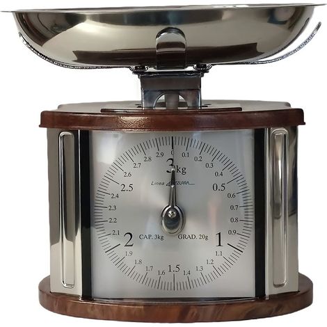 Bilancia da cucina 3kg meccanica in acciaio effetto legno radica per pesare cibi pietanze alimenti farina
