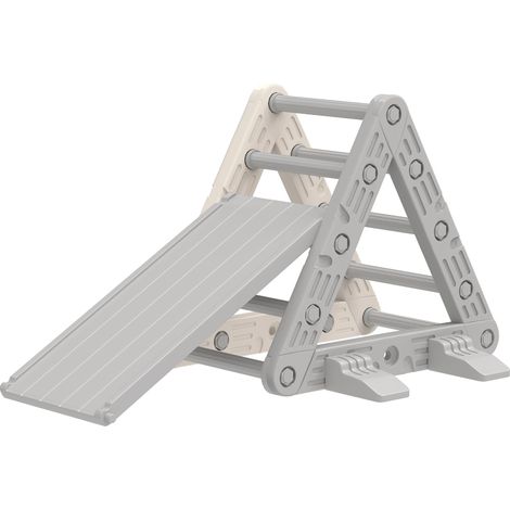Triángulo de Escalada enfants tobogán rampa escalador 130x80x69 cm Gris Blanco (1/5)