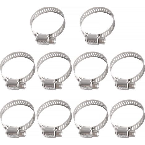 10 Pièces 19-29 mm Collier de Serrage, Colliers de Serrage en Acier Inoxydable 304, Tuyau Clips Réglable, pour Tuyaux D'eau, Plomberie (1/5)