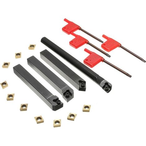 4 porte-outils de tournage + plaquettes carbure CCMT09T304 + clé T15 (1/5)