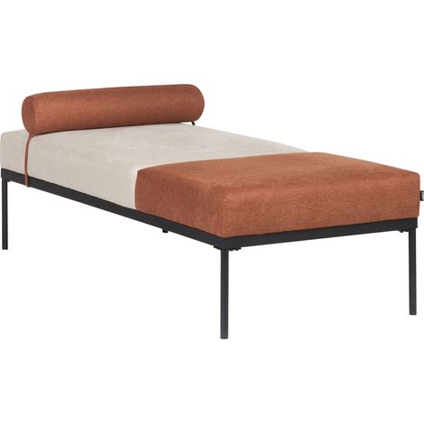 Chaise Longue MALMOS Faux Linen Golden Brown