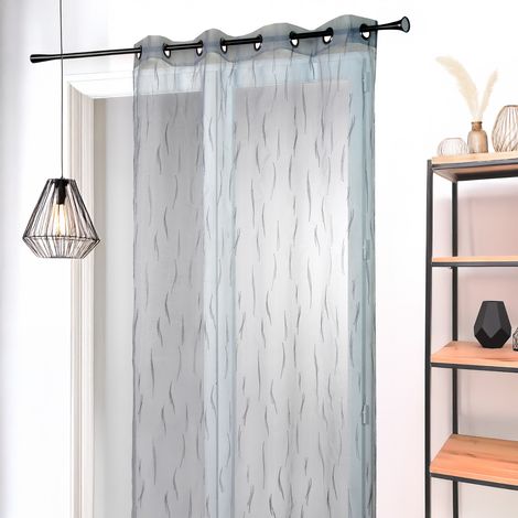 Voilage gris organza brodé motif de brindilles Gris clair 140x240 cm