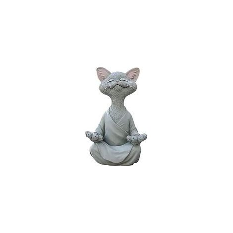 Chat Figurine, Méditation Yoga Chat Heureux, Zen Chat Pose Détendue Sculpture pour la Maison Extérieure Pelouse Décoration Cadeaux pour Les Amoureux des Chats