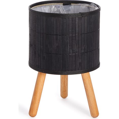 Paco Home Blumentopf Übertopf Groß Blumenkübel Innen Pflanzentopf Set Korb Geflochten Holz Schwarz, 2pcs Set / Design 4
