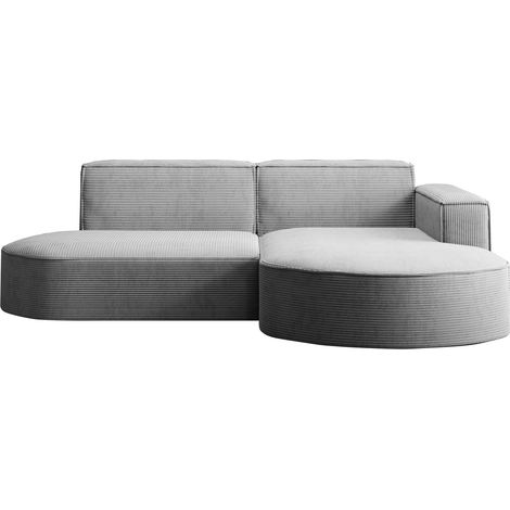 Ecksofa Designer MODENA STUDIO stoff Dicker cord Poso Silber Rechts (1/5)