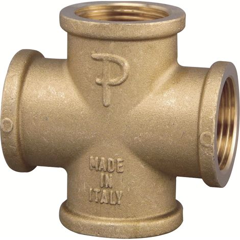 Tee de ajuste de hilo de latón 4 vías hembra FP Pattaroni F132  3/4"