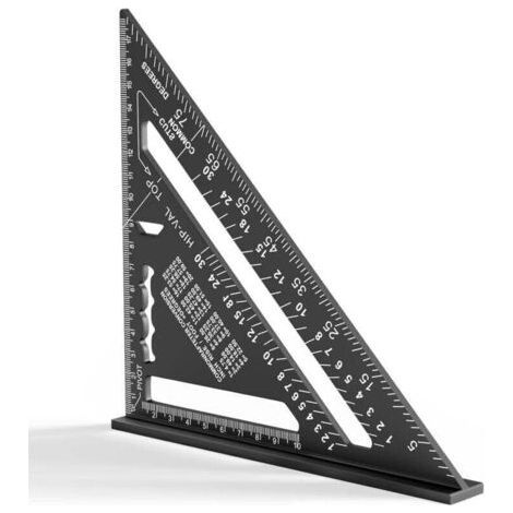 180 mm Carpenter's Square, Aluminum Ruler, Triangular Carpenter's Squares Thickened to 45 90 Degrees, High Precision Measuring Tools, for Carpenter, Roofer, Engineer (1/4)