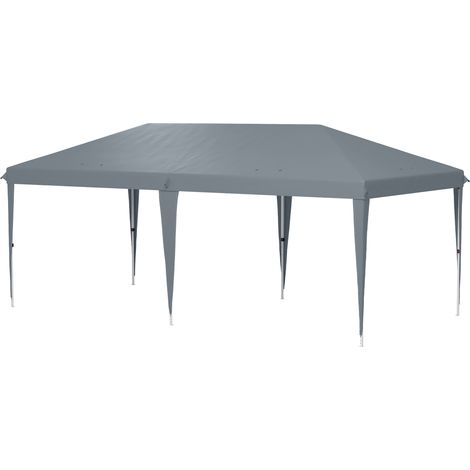 Outsunny Gazebo Pieghevole Pop-up da Giardino 6x3m con Sacca di Trasporto Grigio