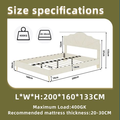 Lit coffre bas beige 160 x 200 cm avec tête de lit rembourrée et style minimaliste pour chambre et suite parentale (1/5)