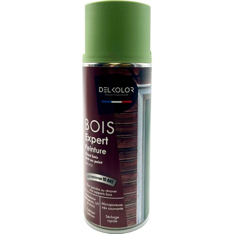 Aérosol Delkolor Peinture Microporeuse spéciale Bois 400ML Couleur: RAL 6021