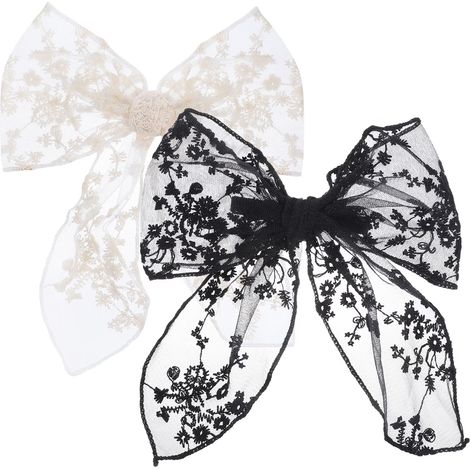 Set mit 2 Haarspangen aus Spitze für Damen, große Schleifen, Haaraccessoires im Vintage-Stil (1/5)