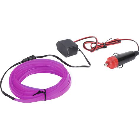 Bande lumineuse LED voiture 3m violet, néon habitacle auto avec allume-cigare, éclairage intérieur flexible fil conducteur (1/5)