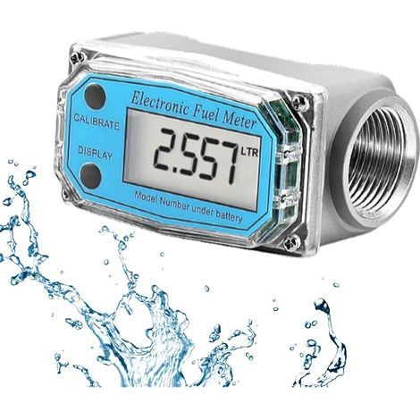1" NPT Mini Débitmètre à Turbine numérique, 15-120L/Min Mini débitmètre numérique Débitmètre Eau débitmètre de Carburant Diesel (Bleu-LLW-25) (1/5)