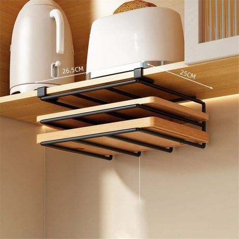 Étagère De Rangement Cuisine Sans Perçage - Acier Inoxydable - Pour Planches À Découper Torchons Couvercles - 1 Pièce (1/5)
