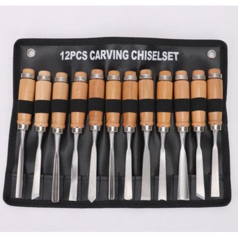 [JAMAIS UTILISÉ] Ensemble de 12 outils de sculpture sur bois, couteau et outils de sculpture sur bois (1/4)